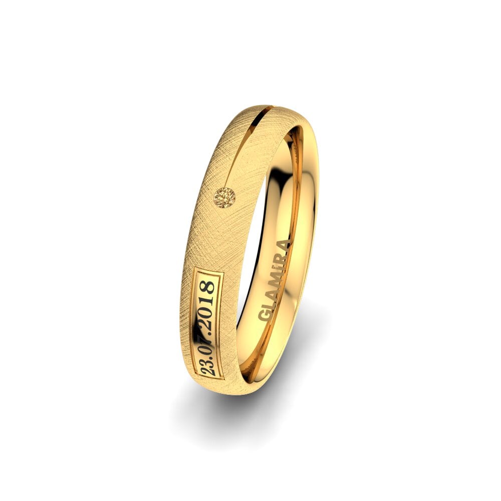 14ct Yellow Gold Brown Diamond Women's Wedding Ring Alluring Night 4 mm