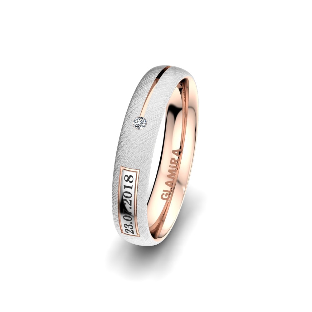 9k White & Rose Gold Women's Wedding Ring Alluring Night 4 mm