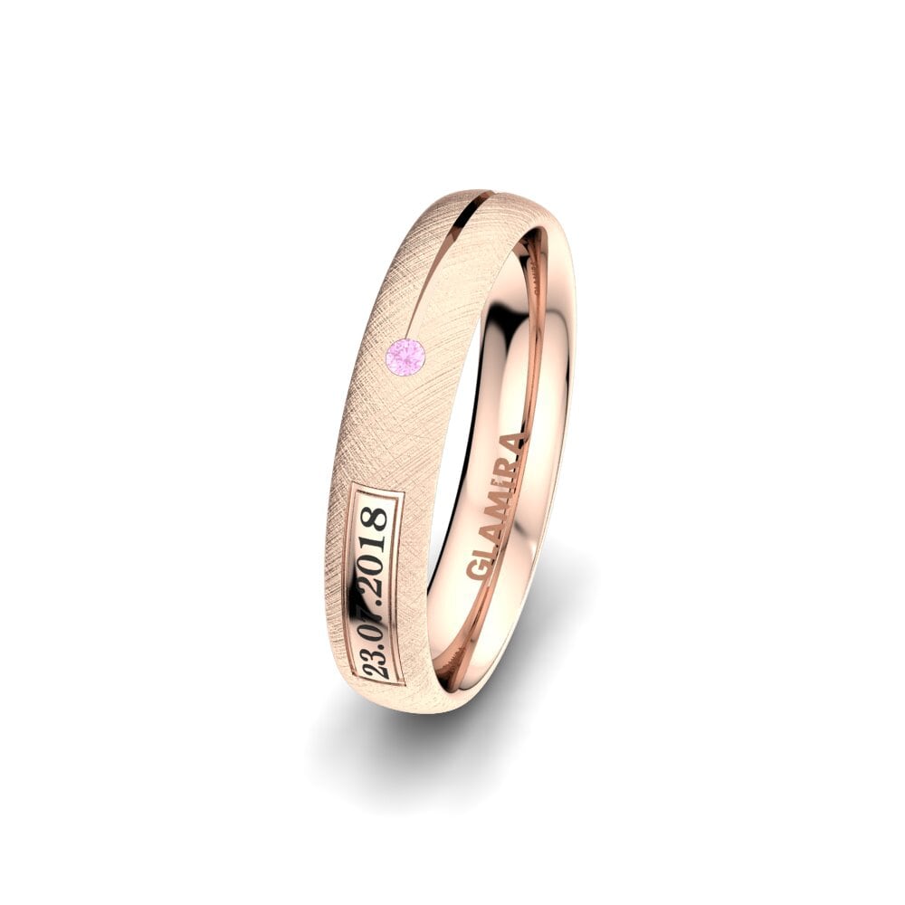 14ct Rose Gold Pink Sapphire Women's Wedding Ring Alluring Night 4 mm