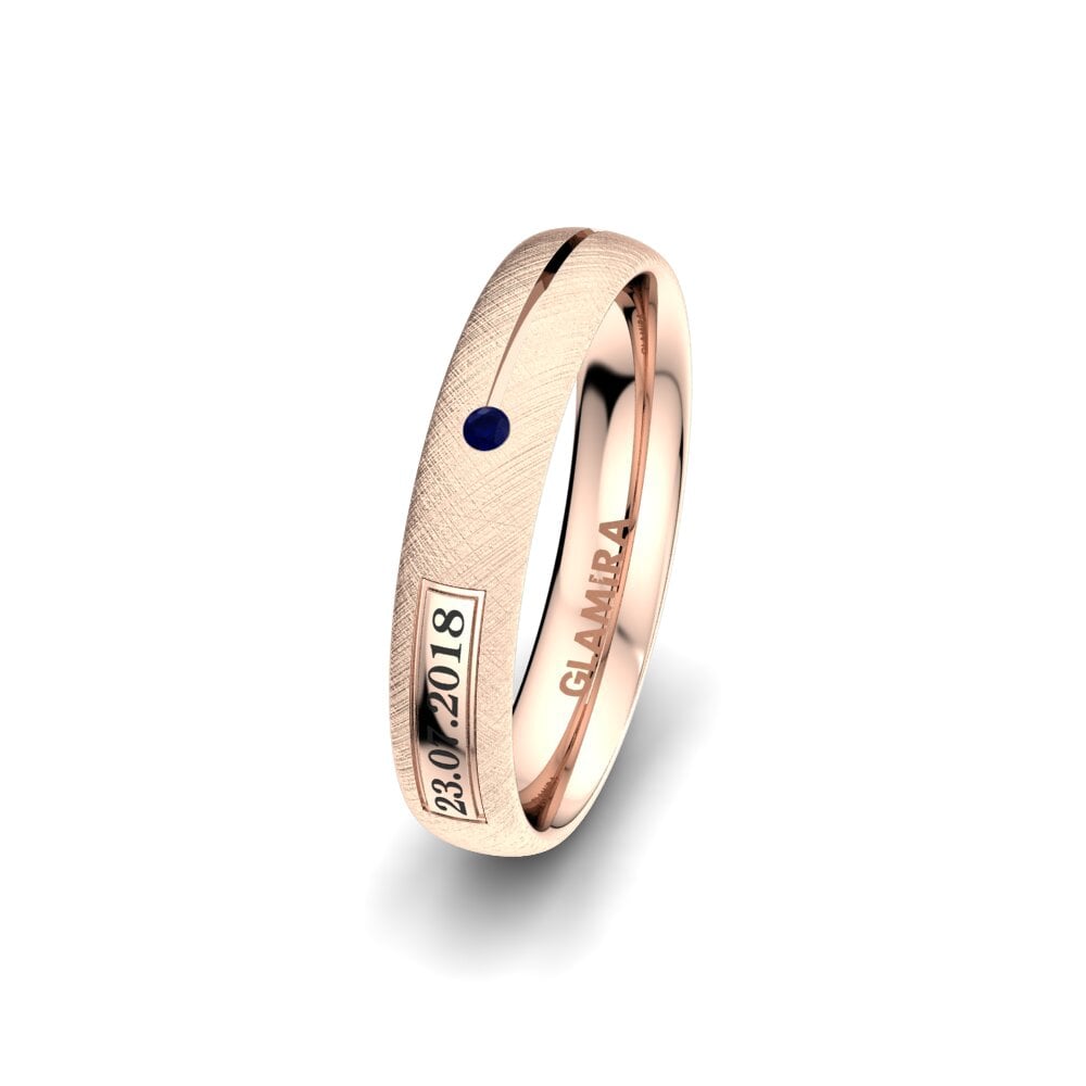 14ct Rose Gold Sapphire Women's Wedding Ring Alluring Night 4 mm