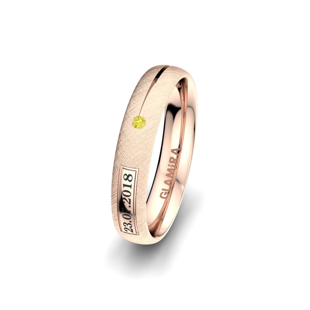 14ct Rose Gold Yellow Sapphire Women's Wedding Ring Alluring Night 4 mm