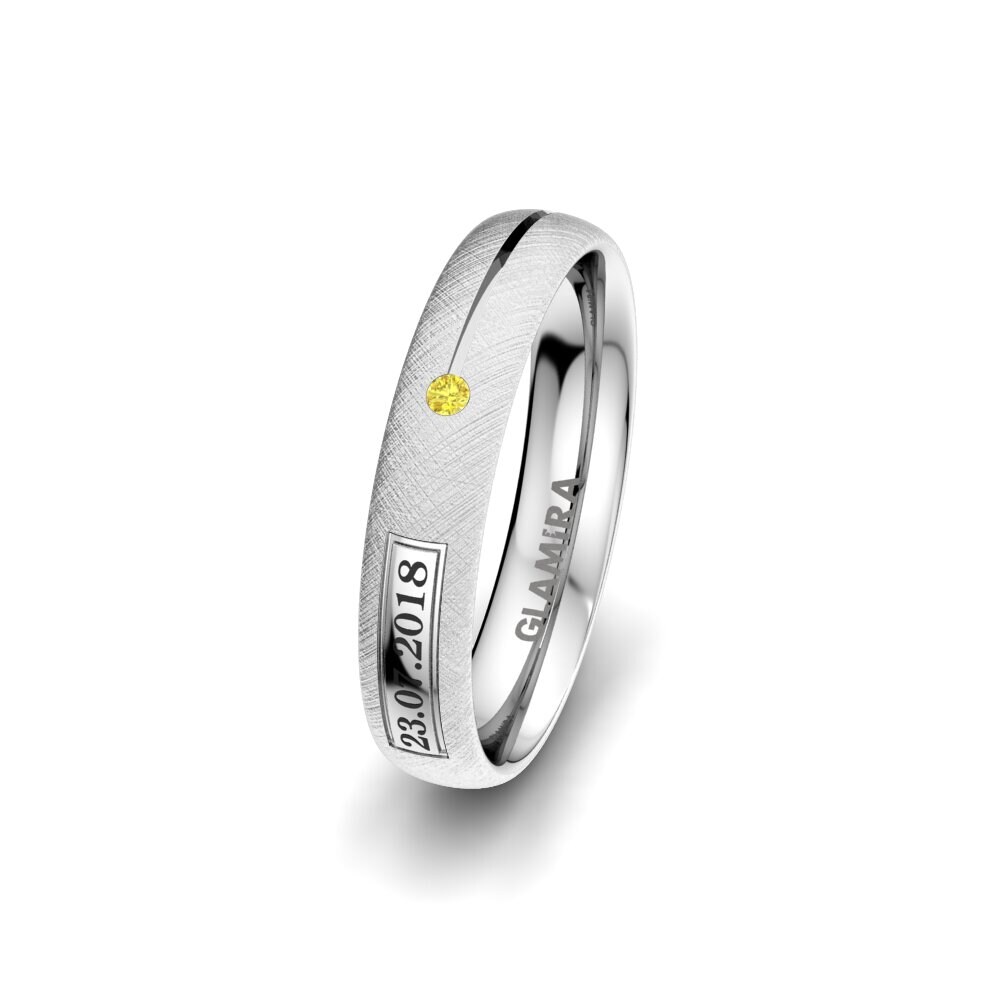 Zafiro amarillo Anillo Boda Mujer Alluring Night 4 mm