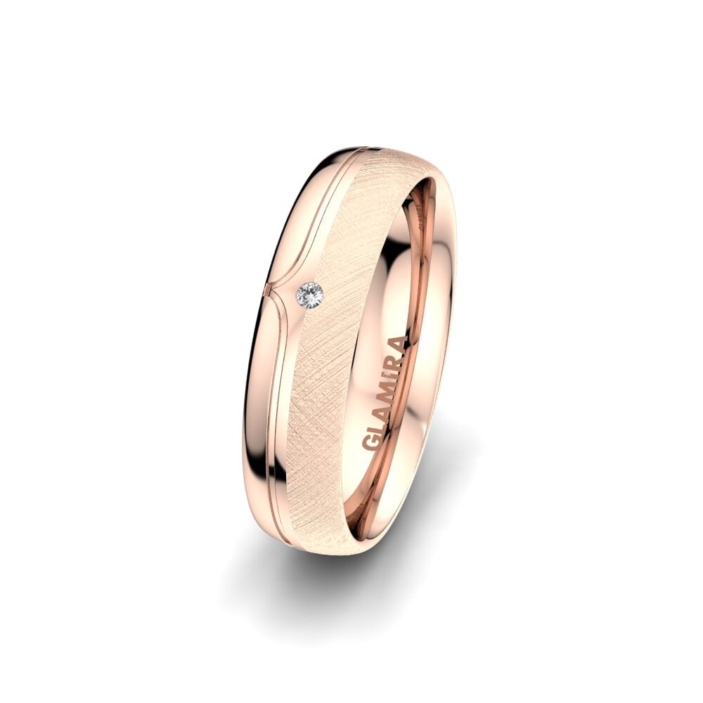 Or rose 585 Saphir Blanc Alliance pour femme Bright Pattern 5 mm