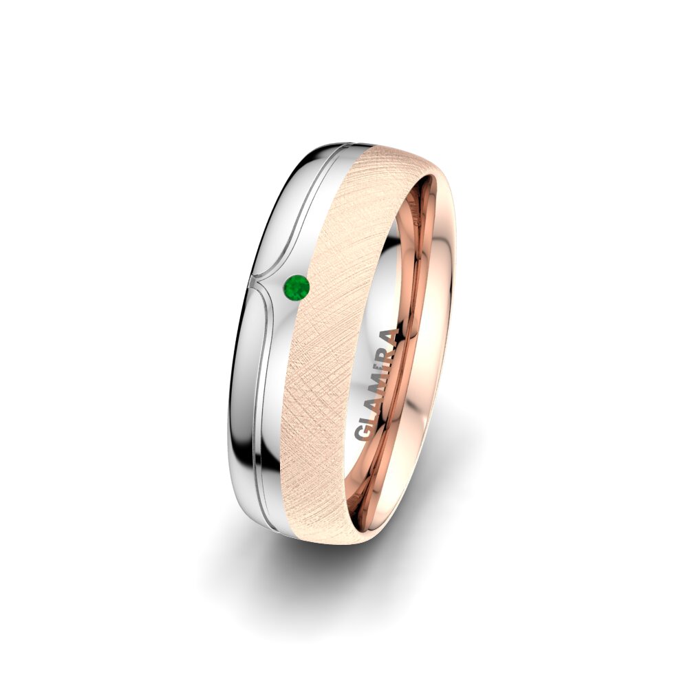 Or Rose & Blanc 375 Émeraude Alliance pour femme Bright Pattern 6 mm