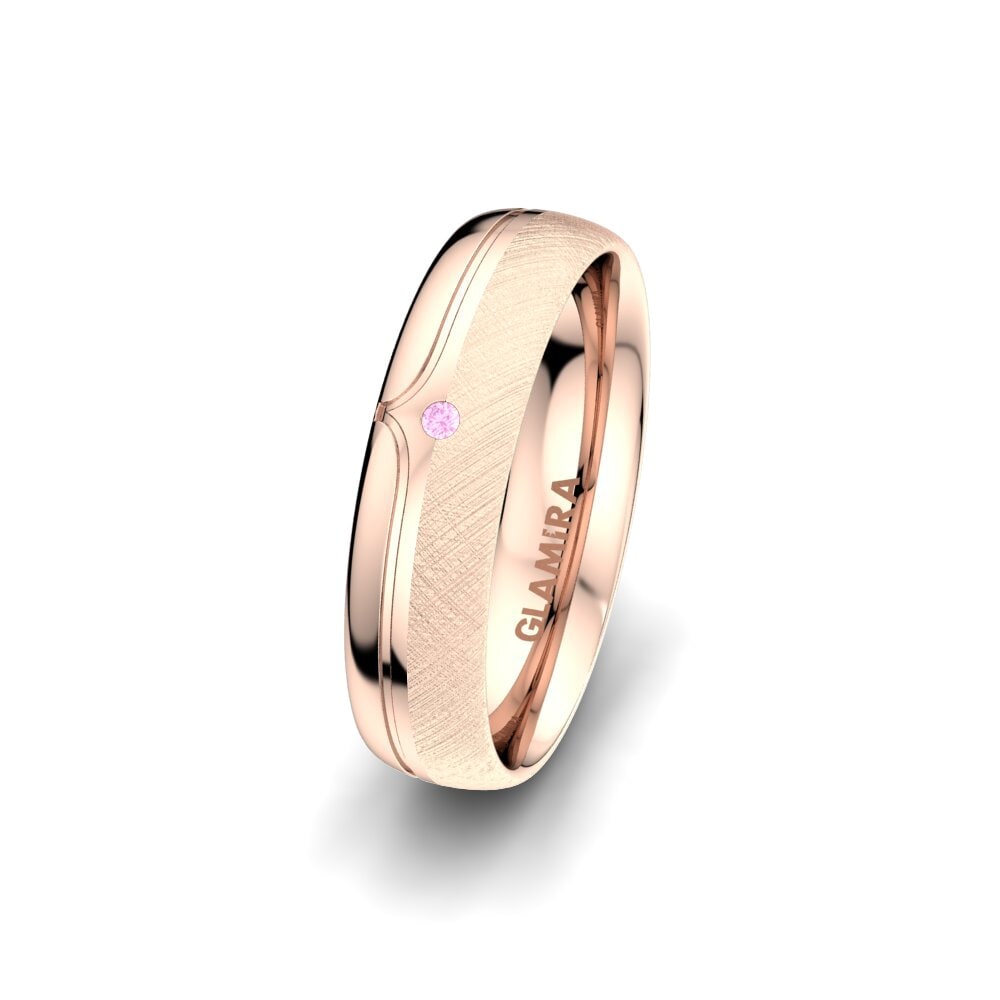 14ct Rose Gold Pink Sapphire Women's Wedding Ring Bright Pattern 5 mm