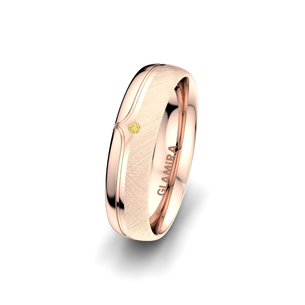 14k 玫瑰金 黃色鑽石 女士结婚戒指 Bright Pattern 5 mm