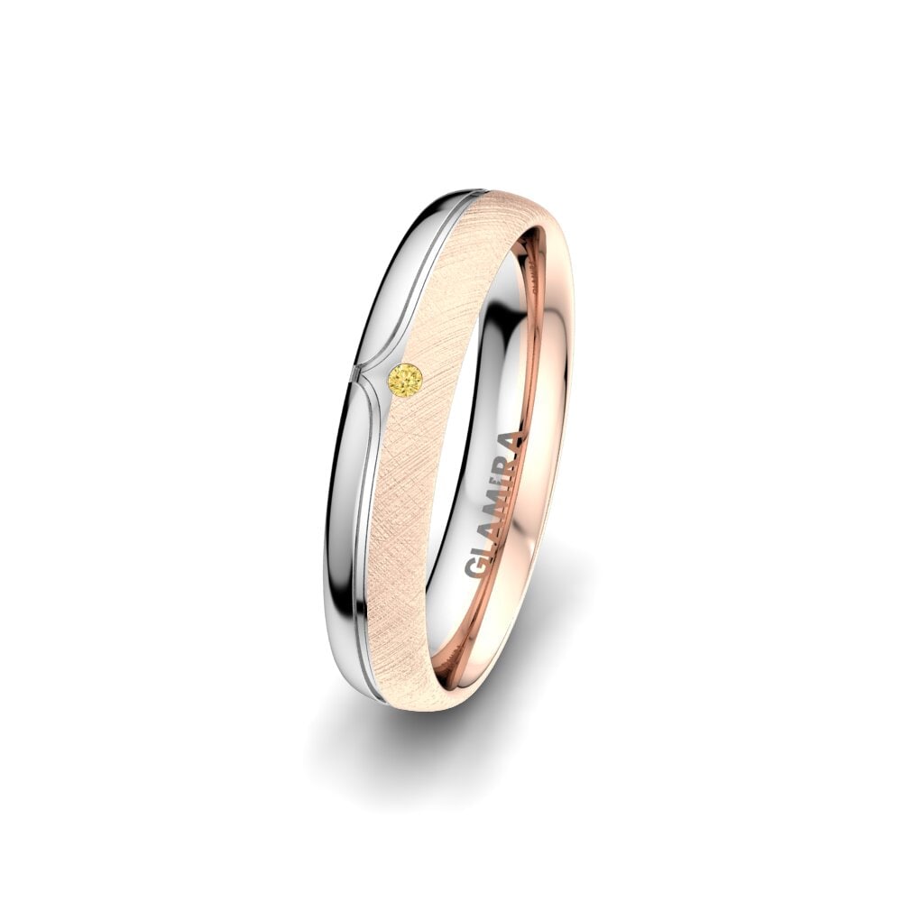 750 Rot & Weißgold Gelber Diamant Damen trauring Bright Pattern 4 mm