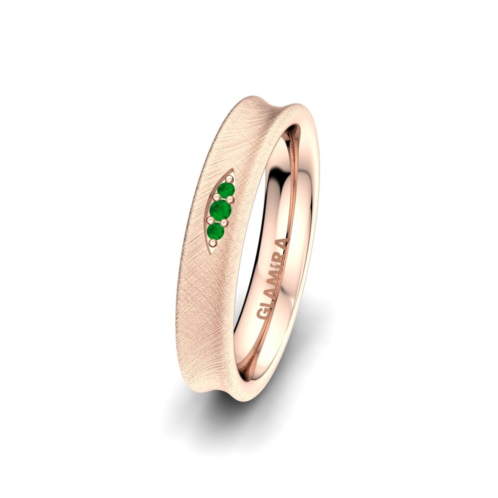 14ct Rose Gold Emerald Women's Wedding Ring Flawless Beauty 4 mm