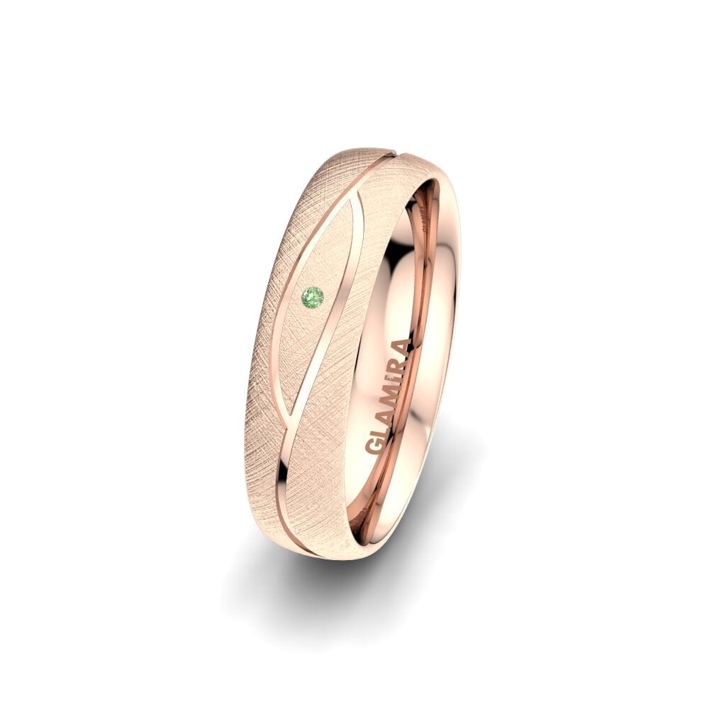 Or rose 585 Diamant Vert Alliance pour femme Bright Set 5 mm