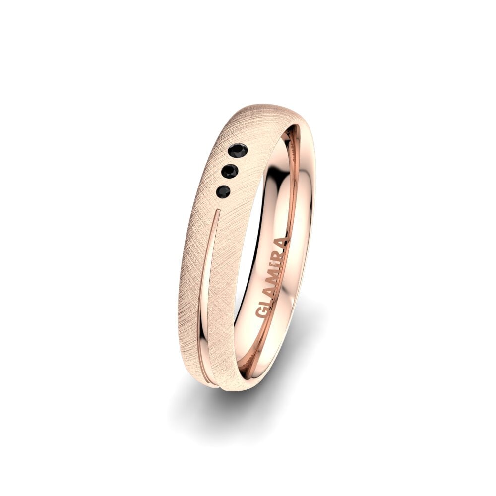 14ct Rose Gold Black Onyx Women's Wedding Ring Brilliant Charm 4 mm