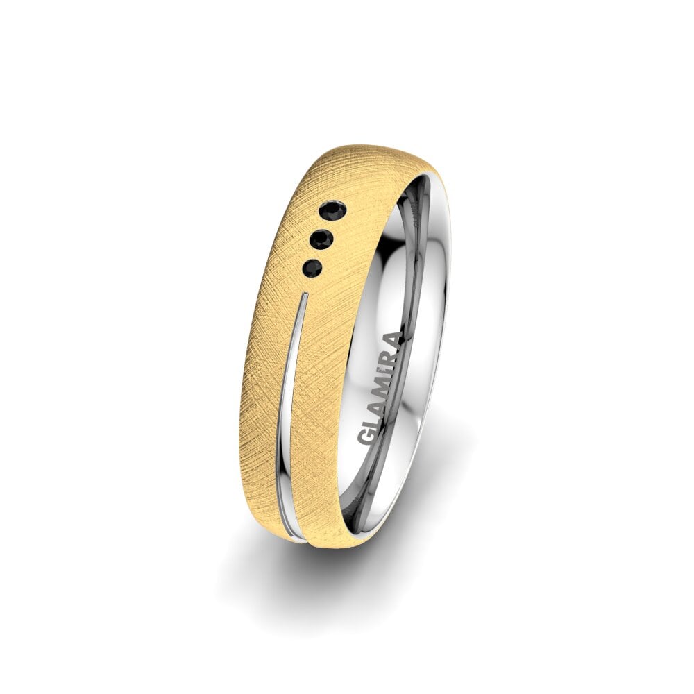 375 Gelb & Weißgold Schwarzer Diamant Damen trauring Brilliant Charm 5 mm