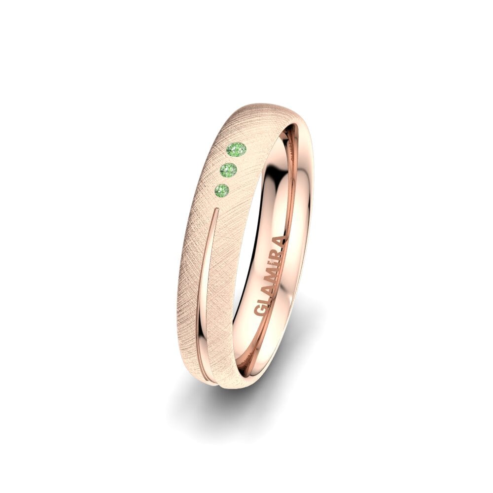 14ct Rose Gold Green Diamond Women's Wedding Ring Brilliant Charm 4 mm