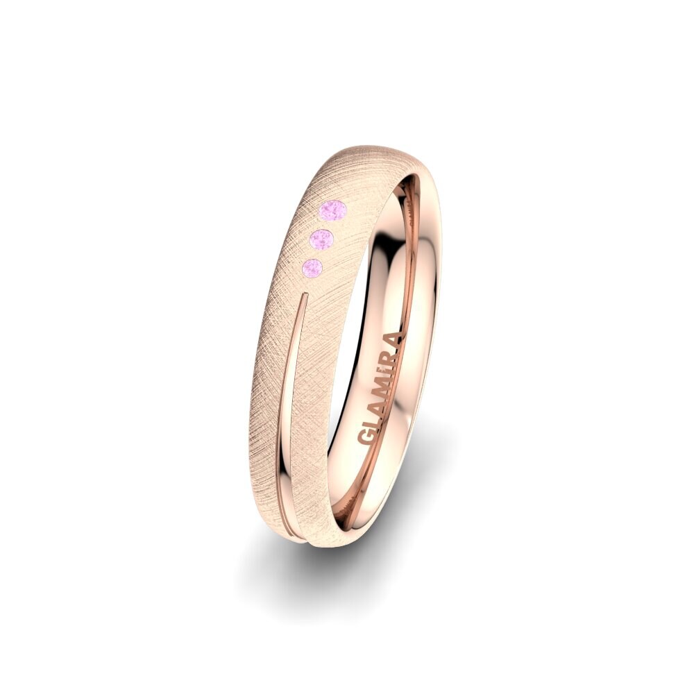 14ct Rose Gold Pink Sapphire Women's Wedding Ring Brilliant Charm 4 mm