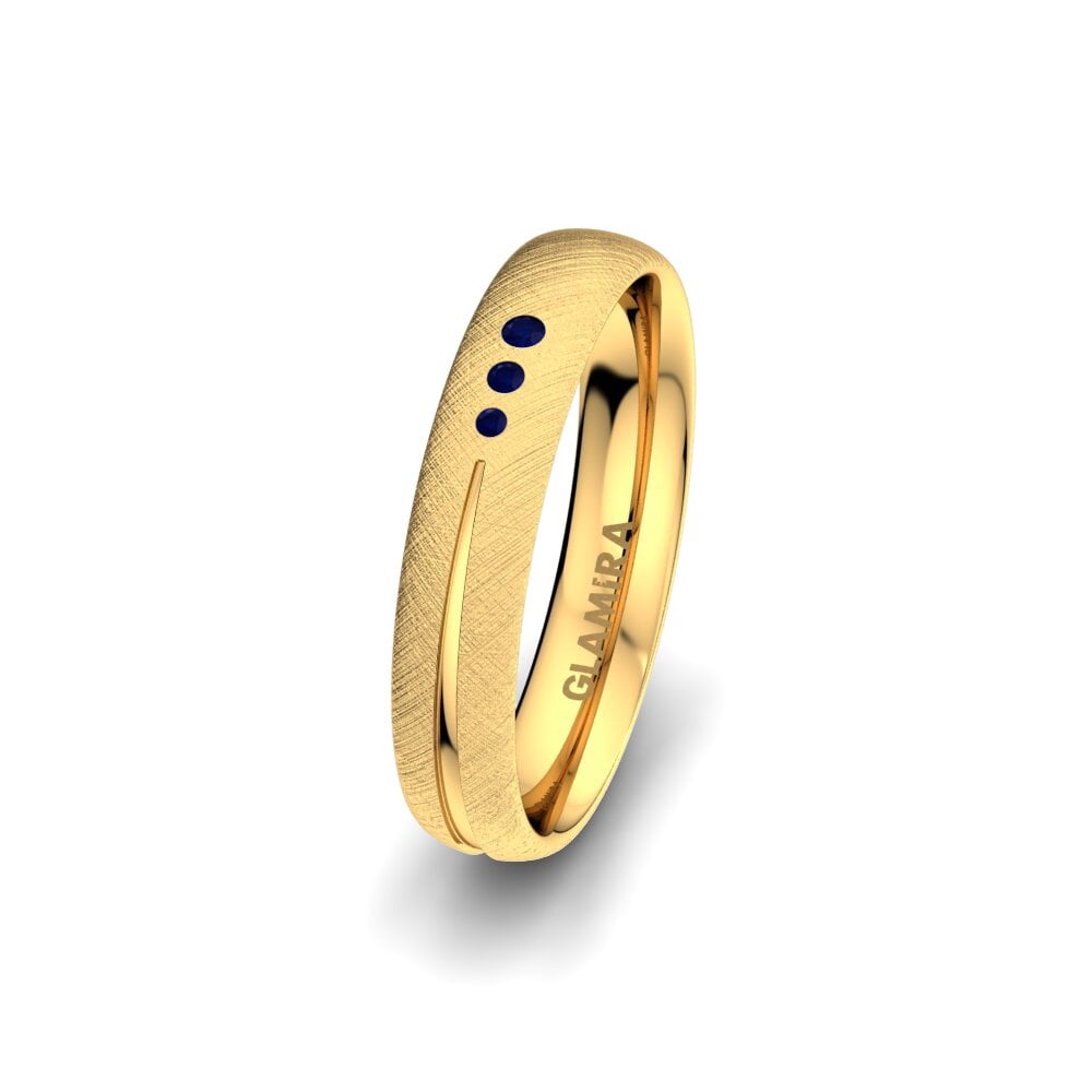 14ct Yellow Gold Sapphire Women's Wedding Ring Brilliant Charm 4 mm