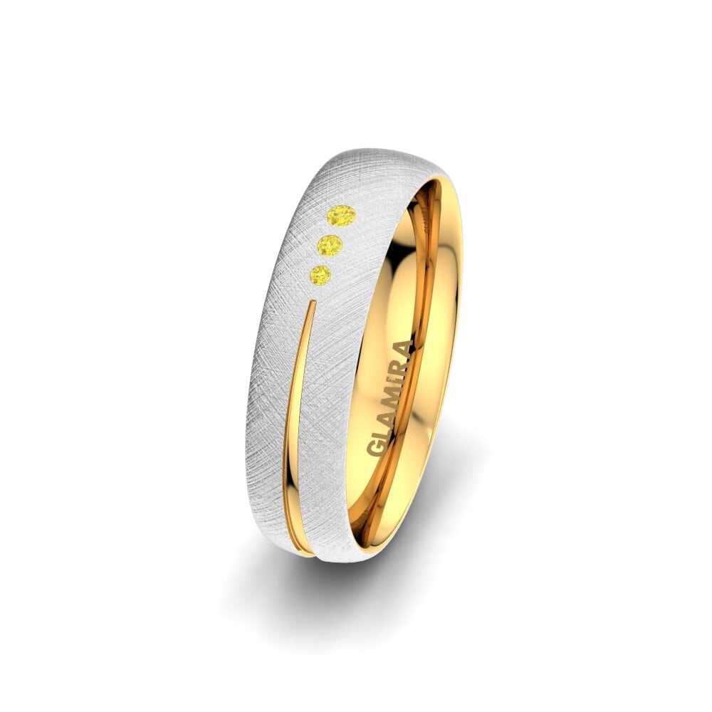 Weiß & Gelbgold 585 Gelber Saphir Damen trauring Brilliant Charm 5 mm