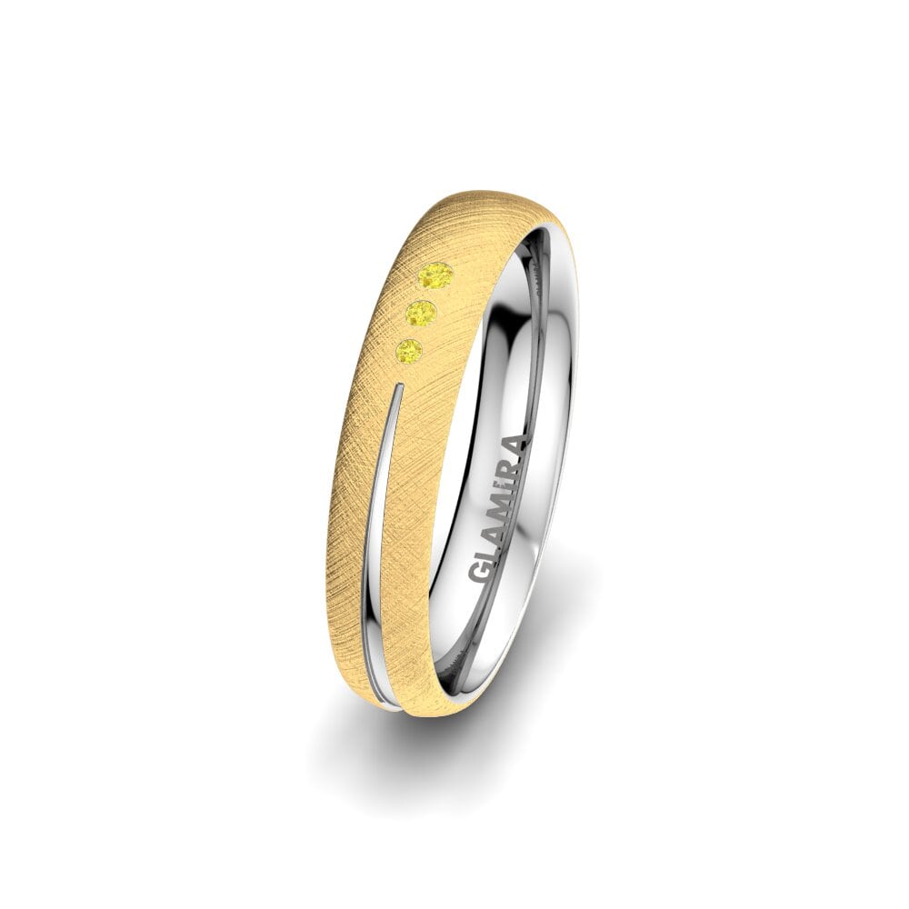 375 Gelb & Weißgold Gelber Saphir Damen trauring Brilliant Charm 4 mm