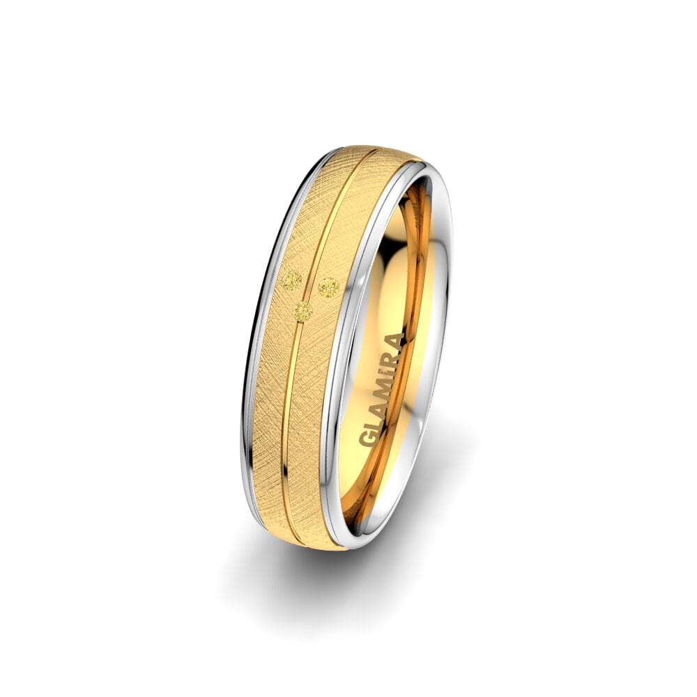 14ct Yellow & White Gold Yellow Diamond Women's Wedding Ring Brilliant Step 5 mm