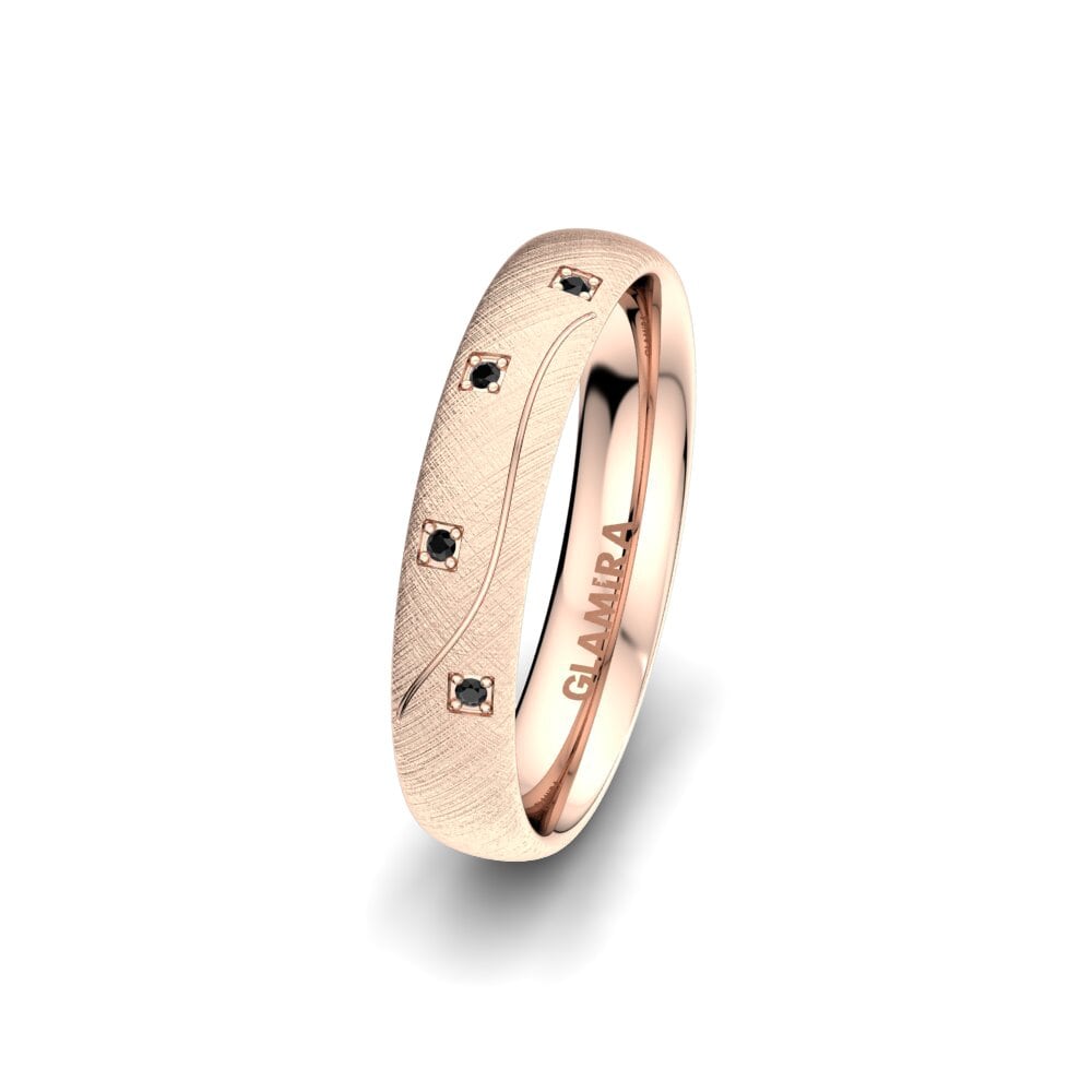 14ct Rose Gold Black Onyx Women's Wedding Ring Brilliant Touch 4 mm