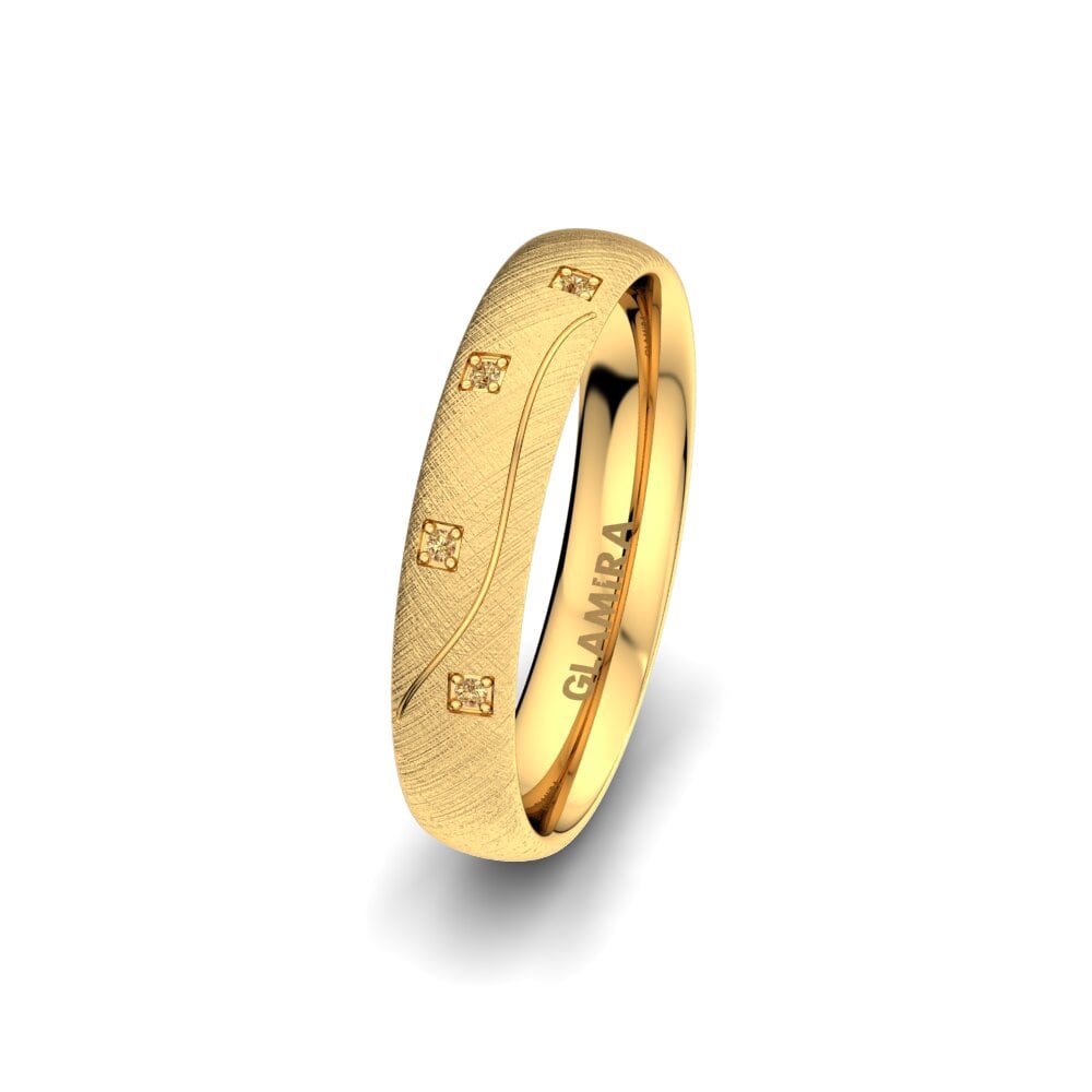 14ct Yellow Gold Brown Diamond Women's Wedding Ring Brilliant Touch 4 mm