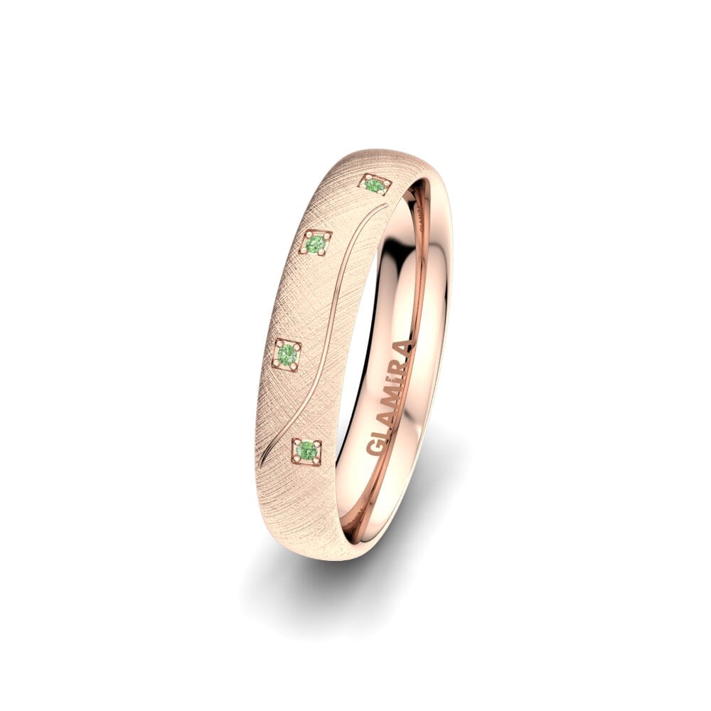 14ct Rose Gold Green Diamond Women's Wedding Ring Brilliant Touch 4 mm