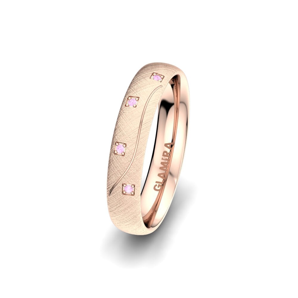 14ct Rose Gold Pink Sapphire Women's Wedding Ring Brilliant Touch 4 mm