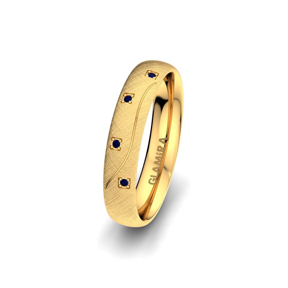 14ct Yellow Gold Sapphire Women's Wedding Ring Brilliant Touch 4 mm