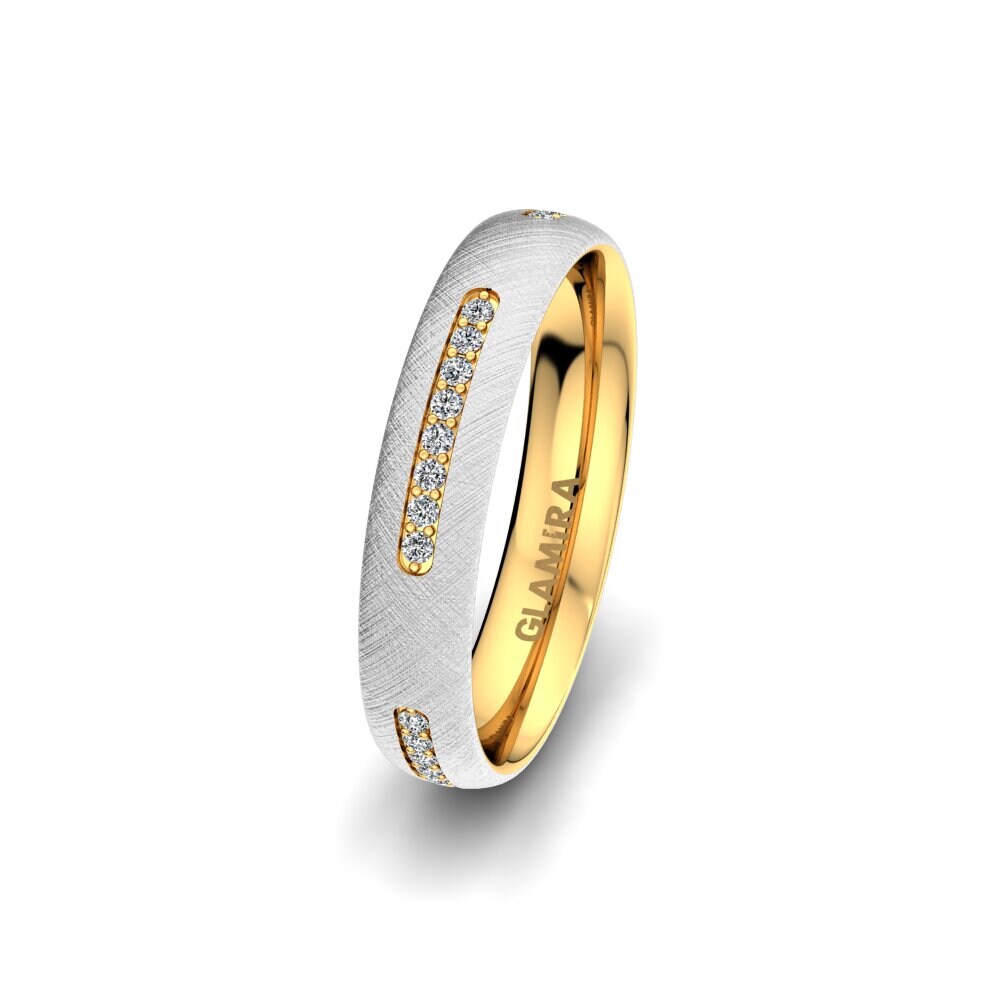 14k 白黃K金 女士结婚戒指 Brilliant Unity 4 mm