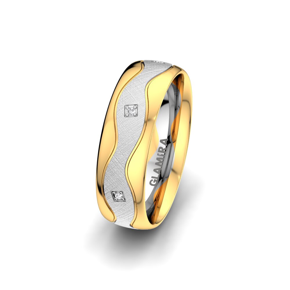 Weiß & Gelbgold 750 Weißer Saphir Damen trauring Romantic Road 6 mm