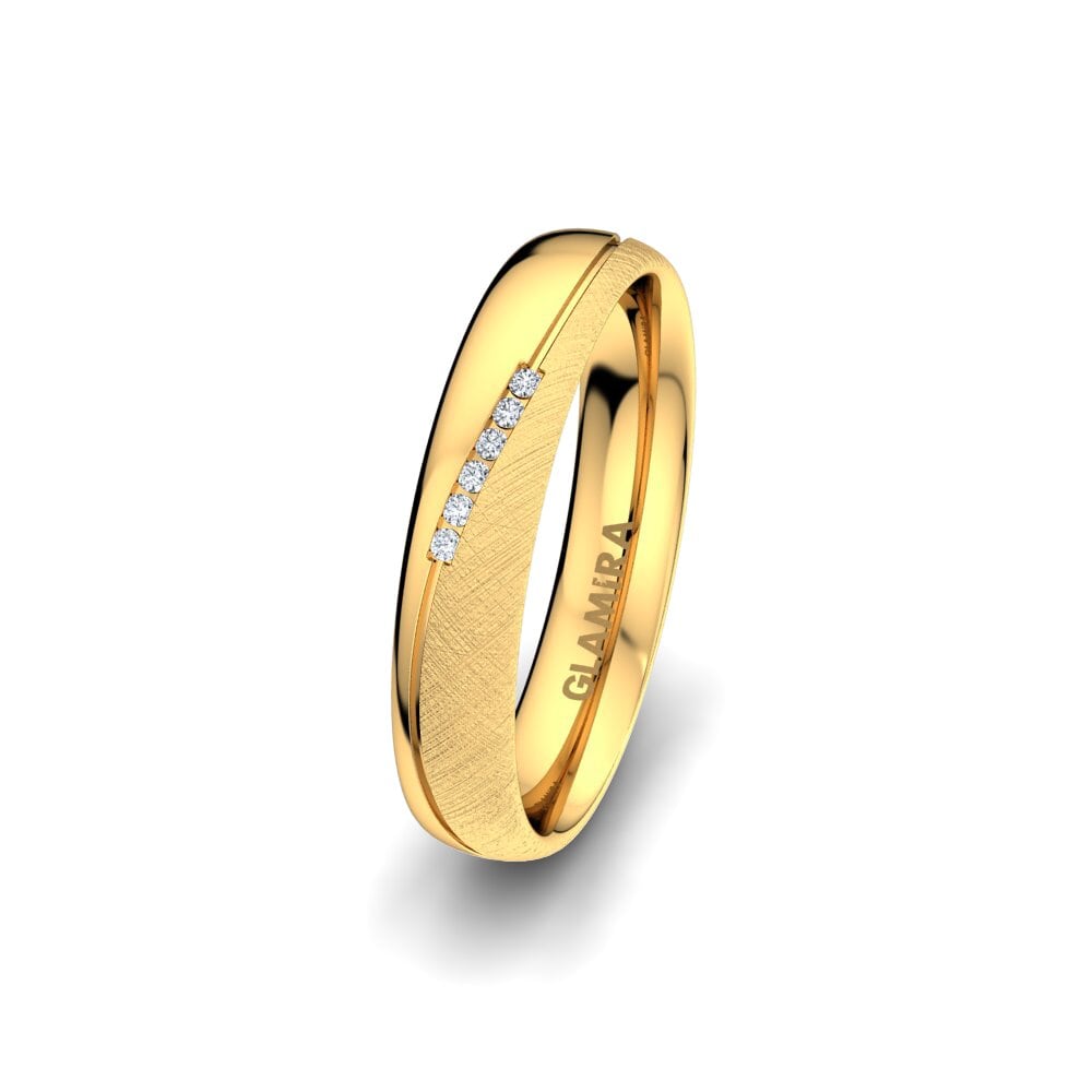 9ct Yellow Gold Diamond Women's Wedding Ring Shining Energy 4 mm