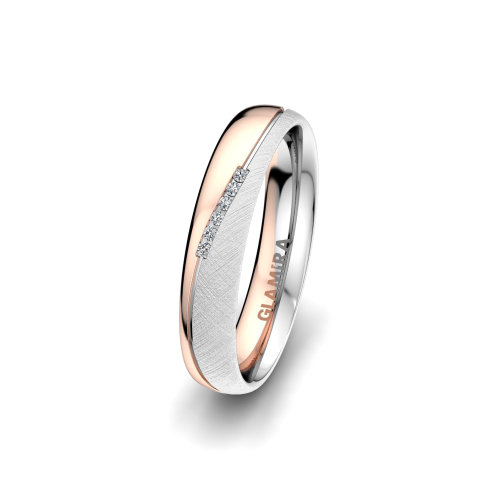 9k White & Rose Gold Women's Wedding Ring Shining Energy 4 mm
