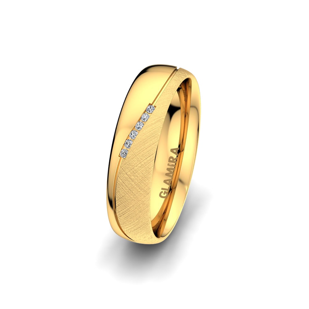 18k Yellow Gold Women's Wedding Ring Shining Energy 5 mm