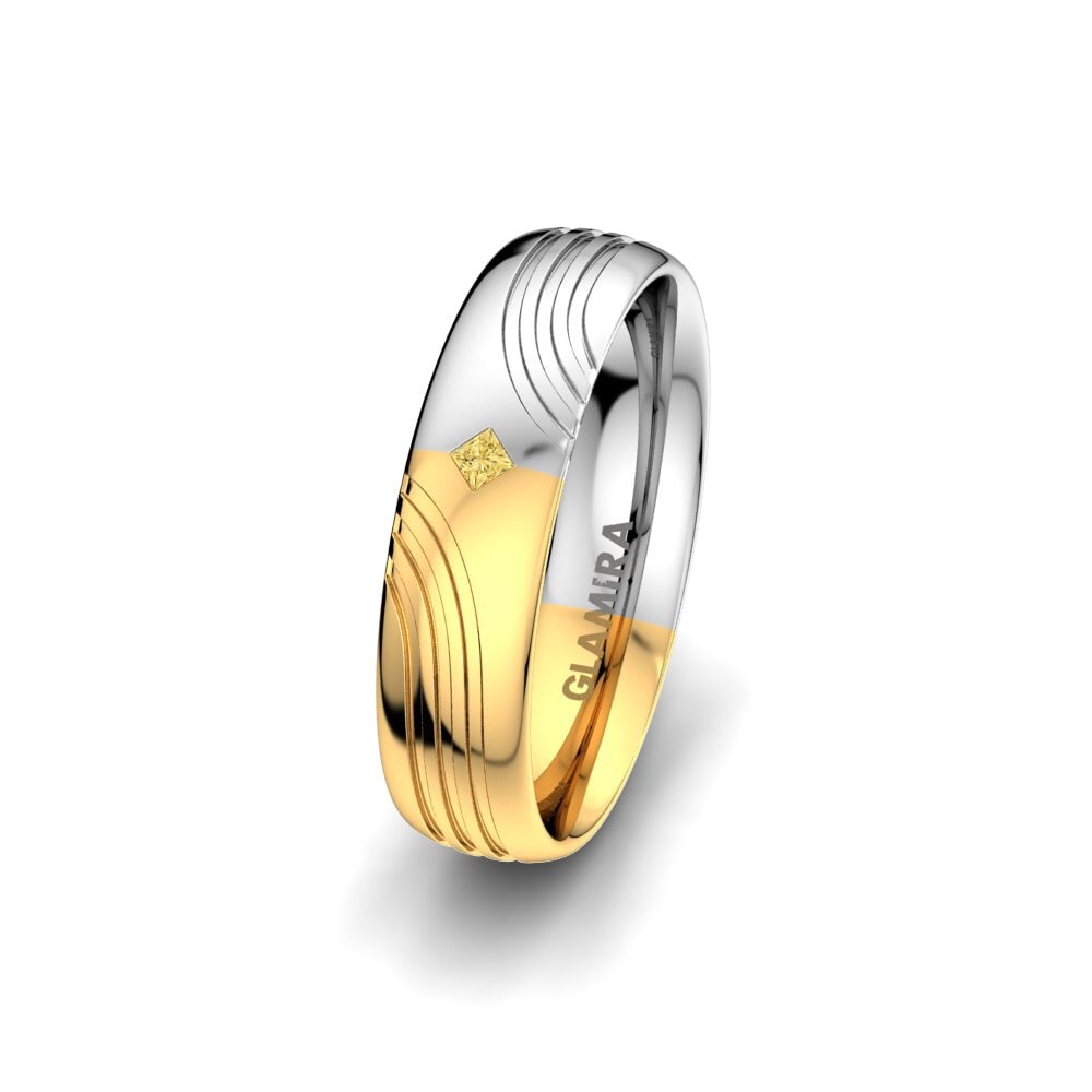 14ct Yellow & White Gold Yellow Diamond Women's Wedding Ring Alluring Twist 5 mm