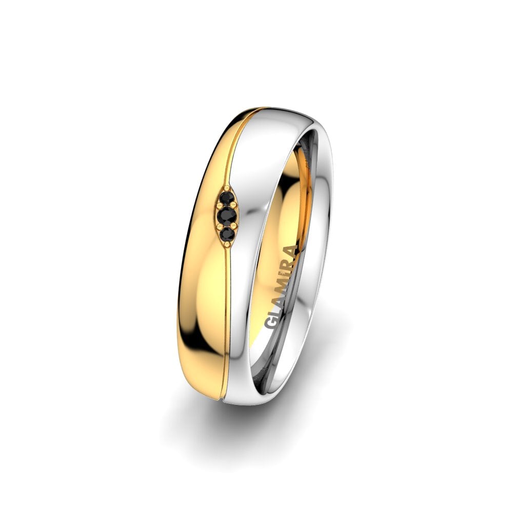 Or Jaune & Blanc 375 Saphir noir Alliance pour femme Bright Touch 5 mm