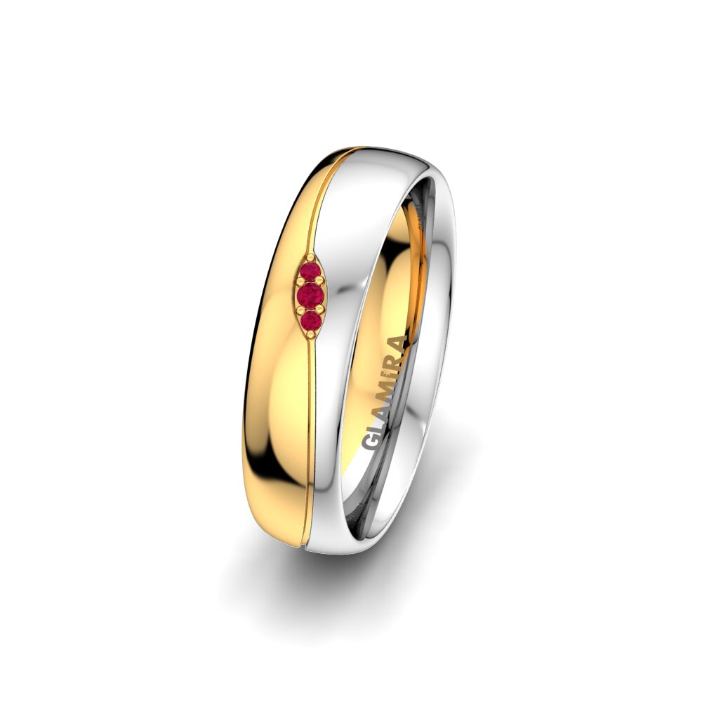 Or Jaune & Blanc 375 Rubis Alliance pour femme Bright Touch 5 mm