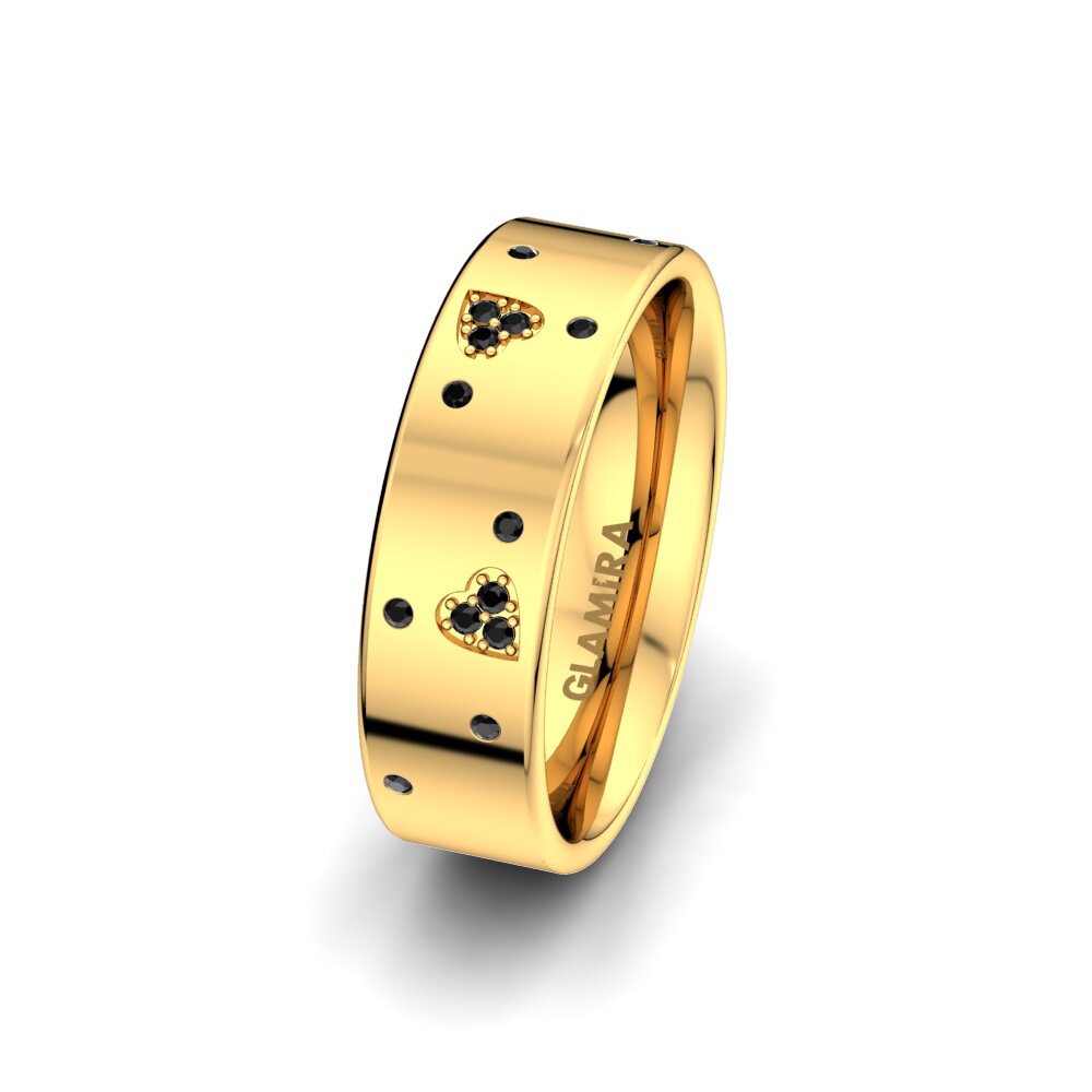 Black Onyx Women's Ring Brilliant Love 6 mm