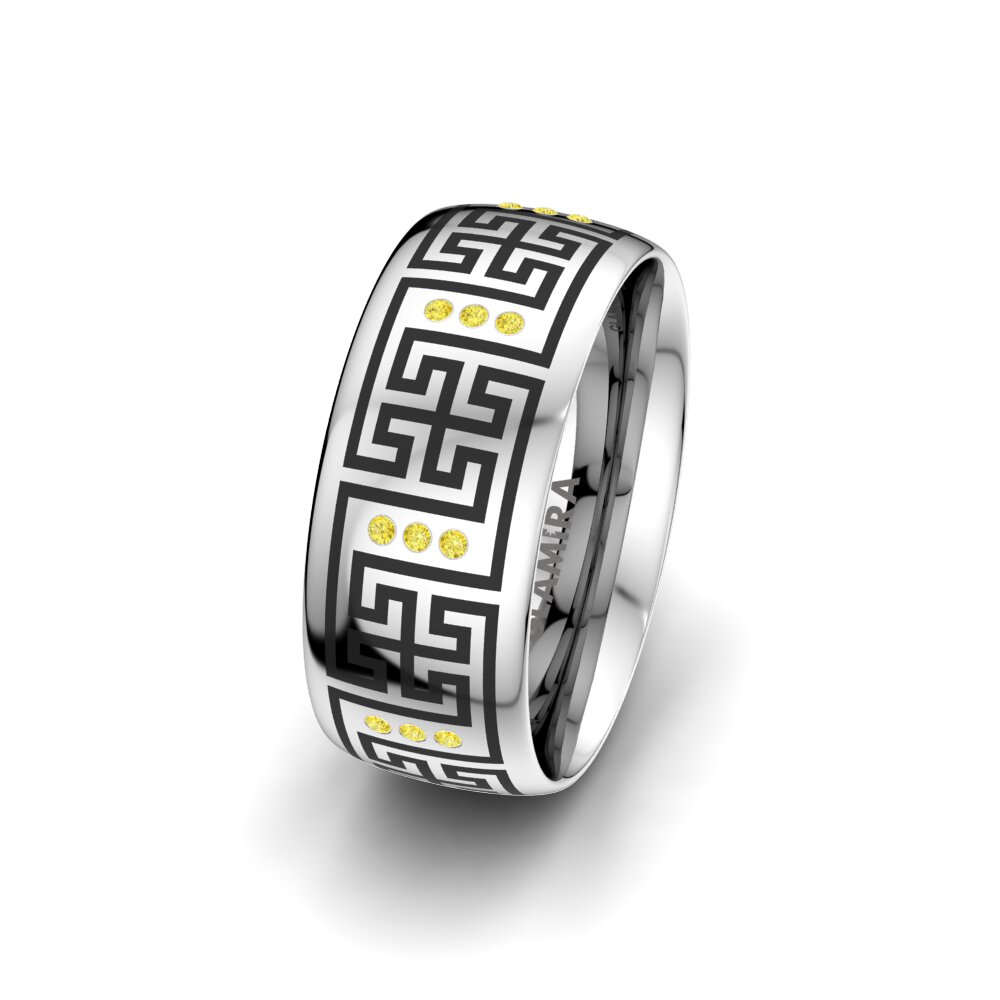 925 Prata de lei Safira Amarela Anel Casamento Feminino Exotic Love 8 mm