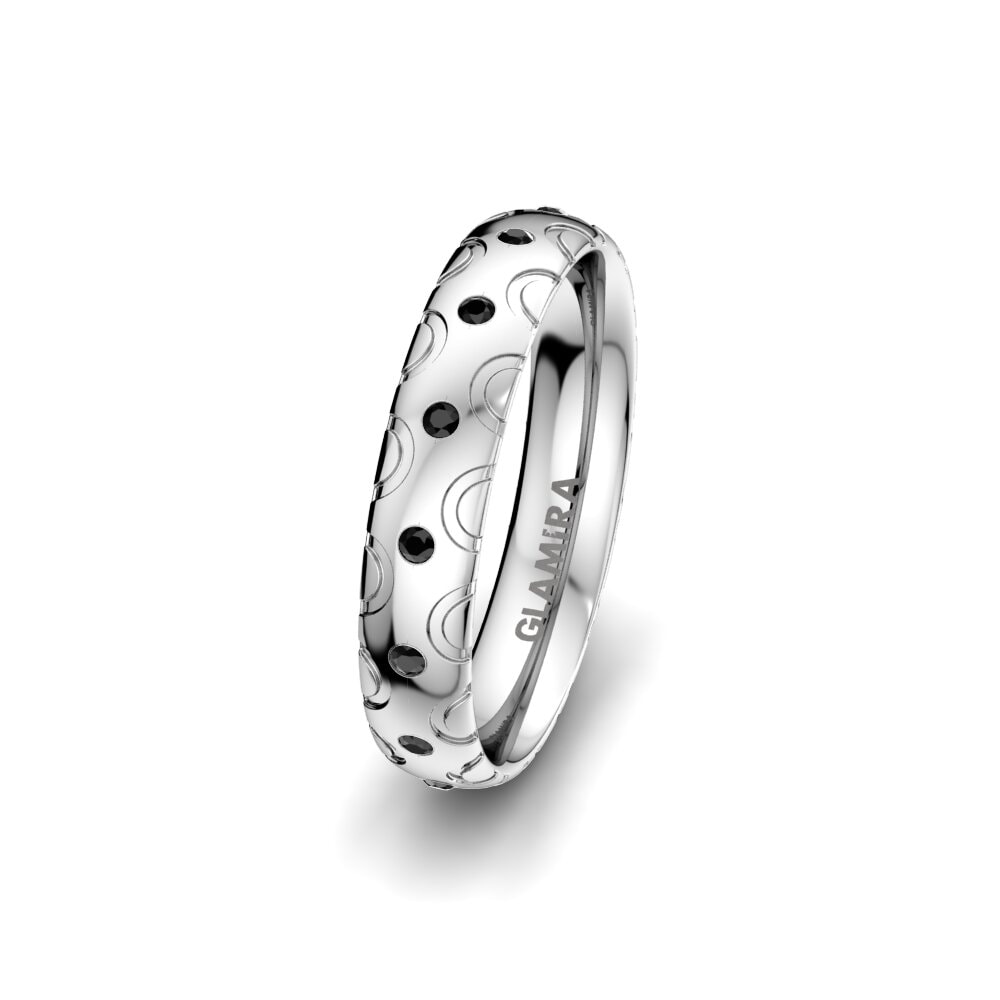 950 Palladium Black Sapphire Women's Wedding Ring Florid Dream 4 mm
