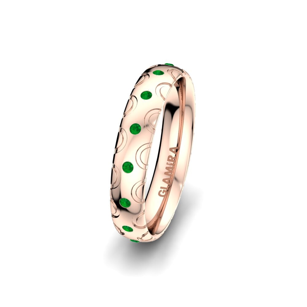 14ct Rose Gold Emerald Women's Wedding Ring Florid Dream 4 mm