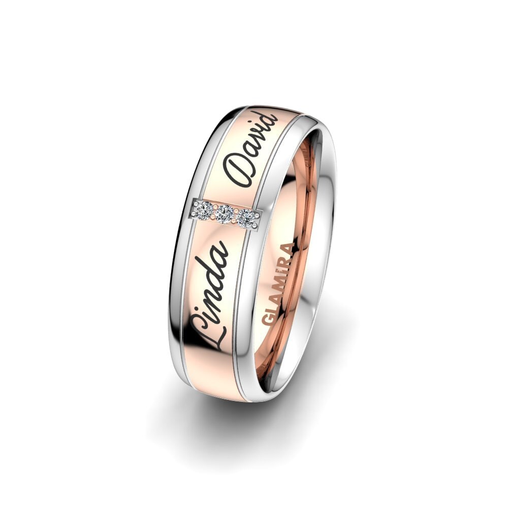 9ct White & Rose Gold Women's Wedding Ring Dream Love 6 mm