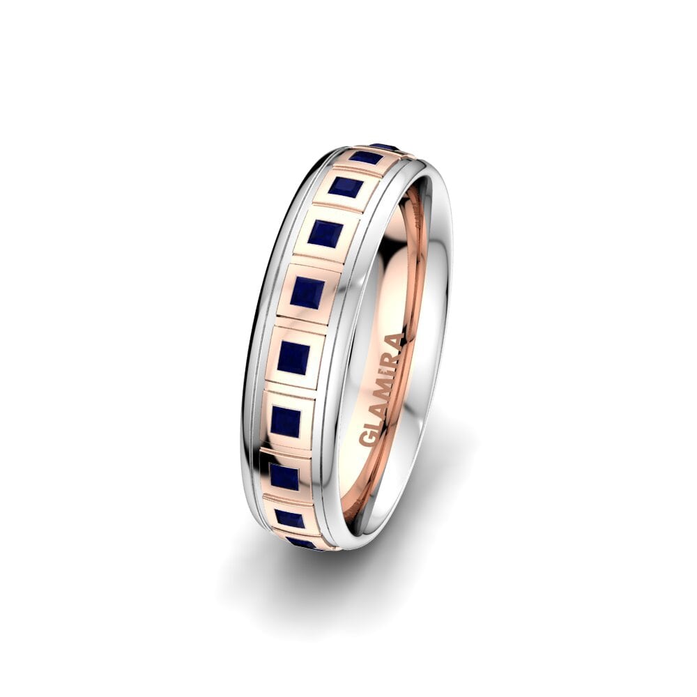 14ct Rose & White Gold Sapphire Women's Wedding Ring Charming World 5 mm