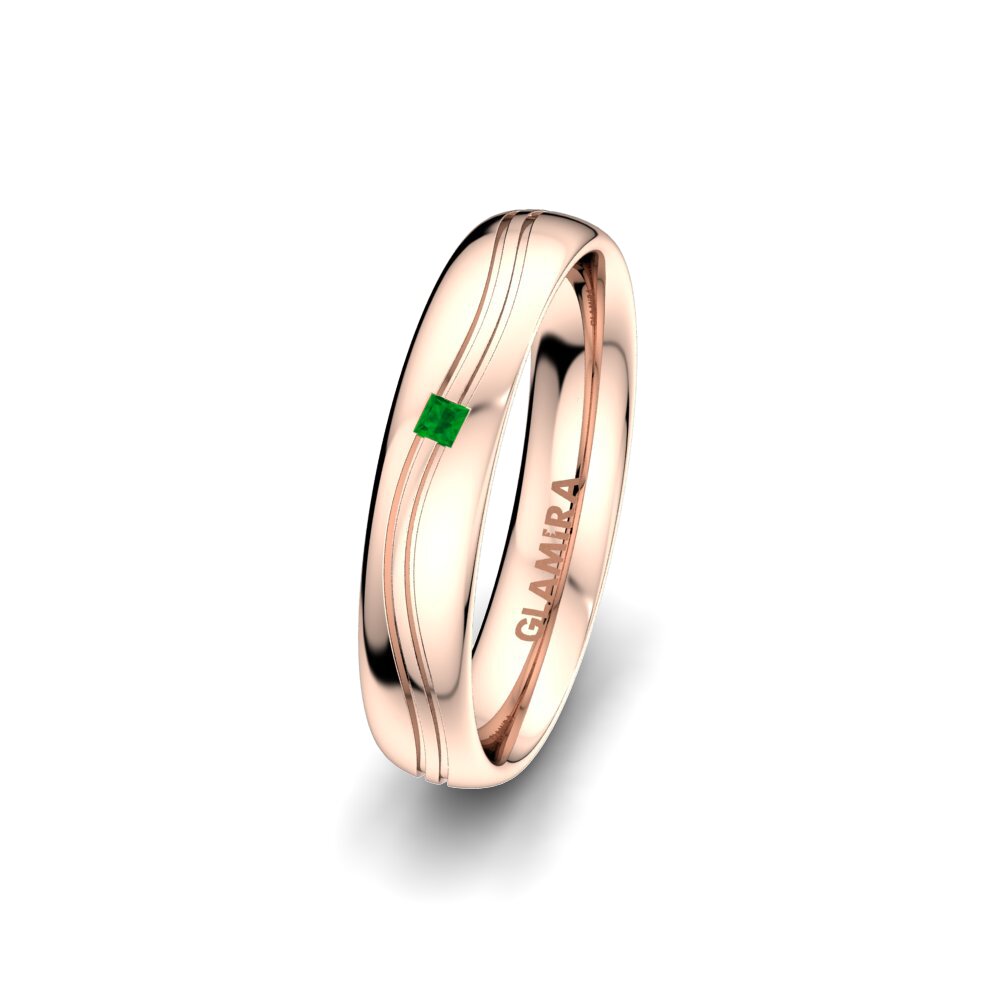 14ct Rose Gold Emerald Women's Wedding Ring Alluring Fusion 4 mm