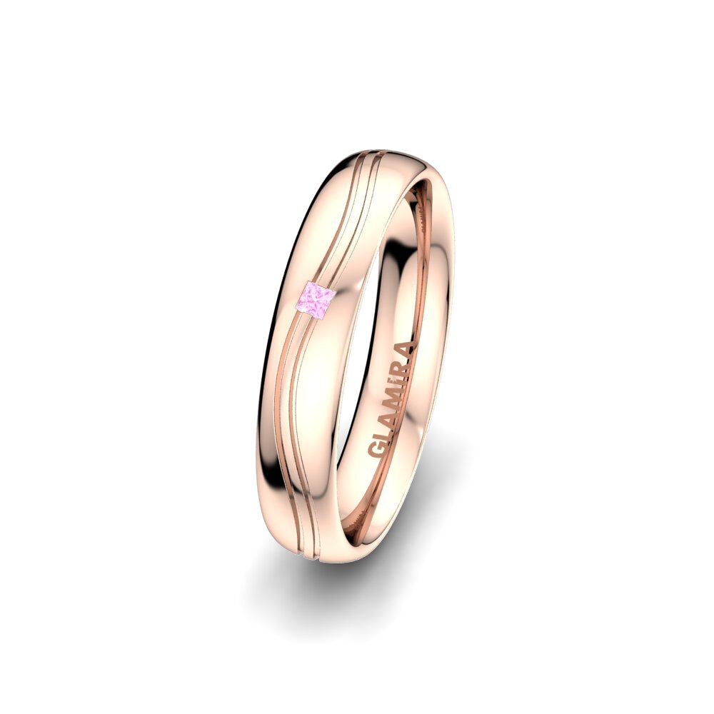 14ct Rose Gold Pink Sapphire Women's Wedding Ring Alluring Fusion 4 mm