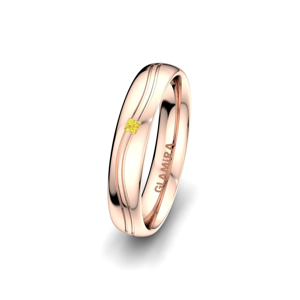 14ct Rose Gold Yellow Sapphire Women's Wedding Ring Alluring Fusion 4 mm