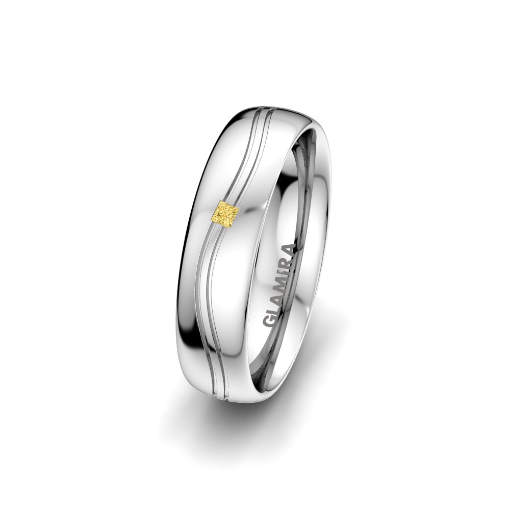 Simple Yellow Diamond Women's Wedding Ring Alluring Fusion 5 mm