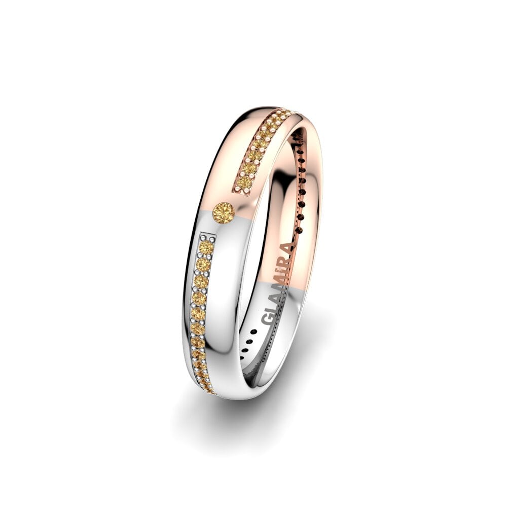 Weiß & Rotgold 750 Brauner Diamant Damen trauring Elegant Choice 4 mm