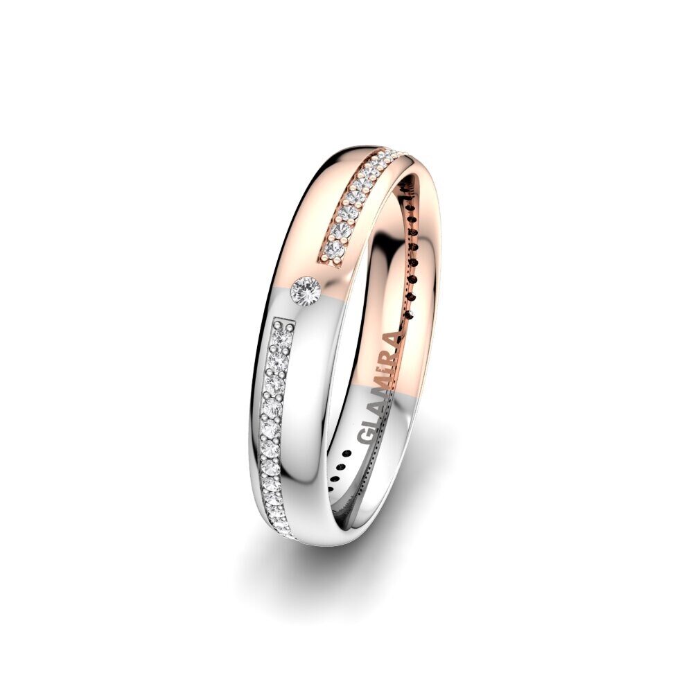 Weiß & Rotgold 750 Weißer Saphir Damen trauring Elegant Choice 4 mm