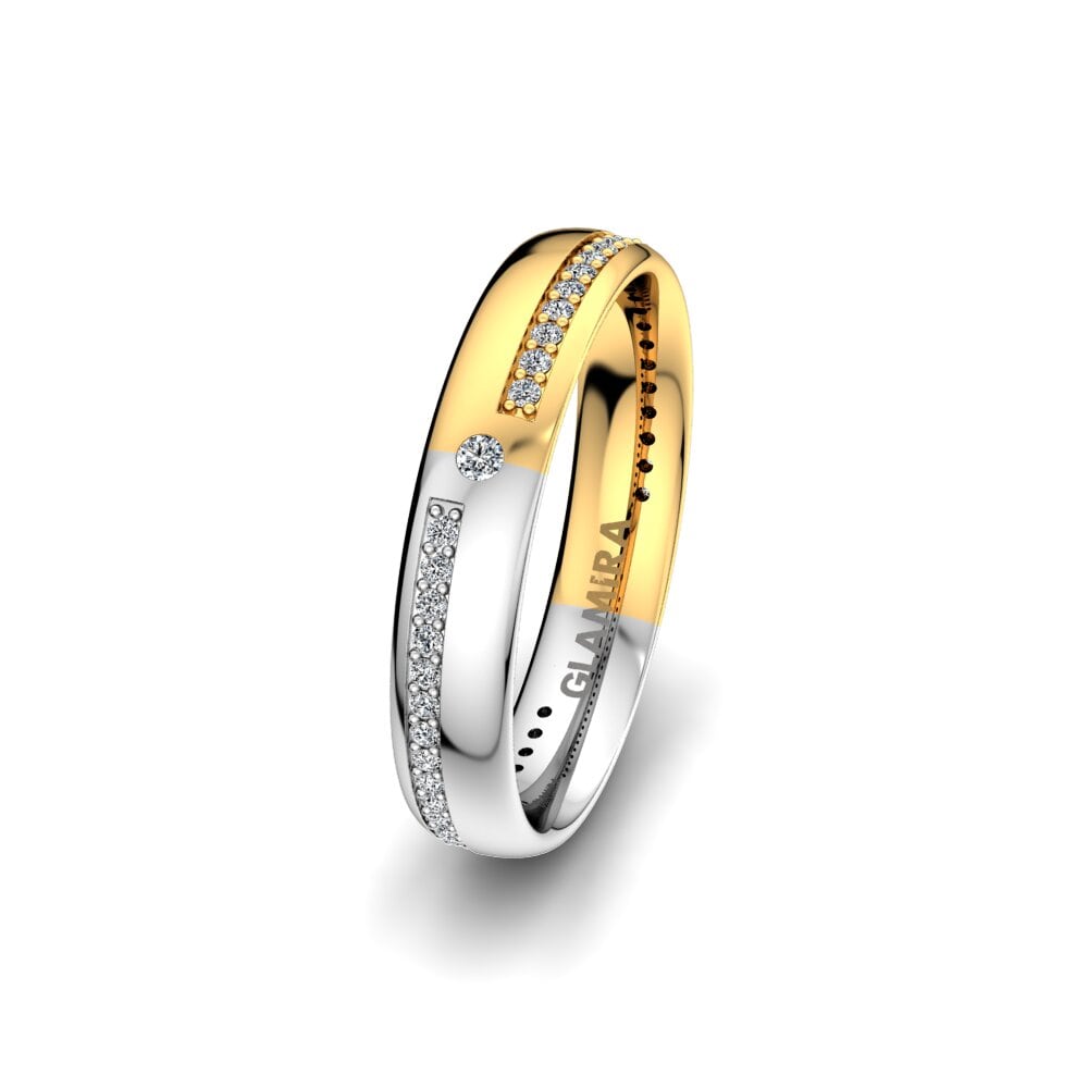 14k 白黃K金 女士结婚戒指 Elegant Choice 4 mm
