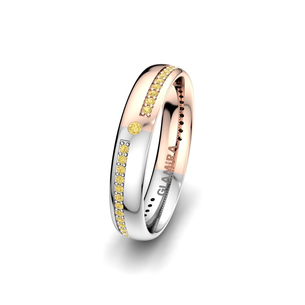 Weiß & Rotgold 750 Gelber Diamant Damen trauring Elegant Choice 4 mm
