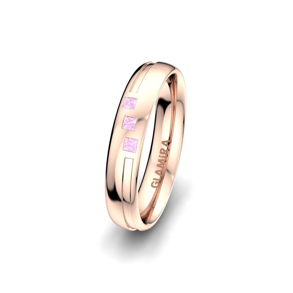 14ct Rose Gold Pink Sapphire Women's Wedding Ring Charming Pretty 4 mm