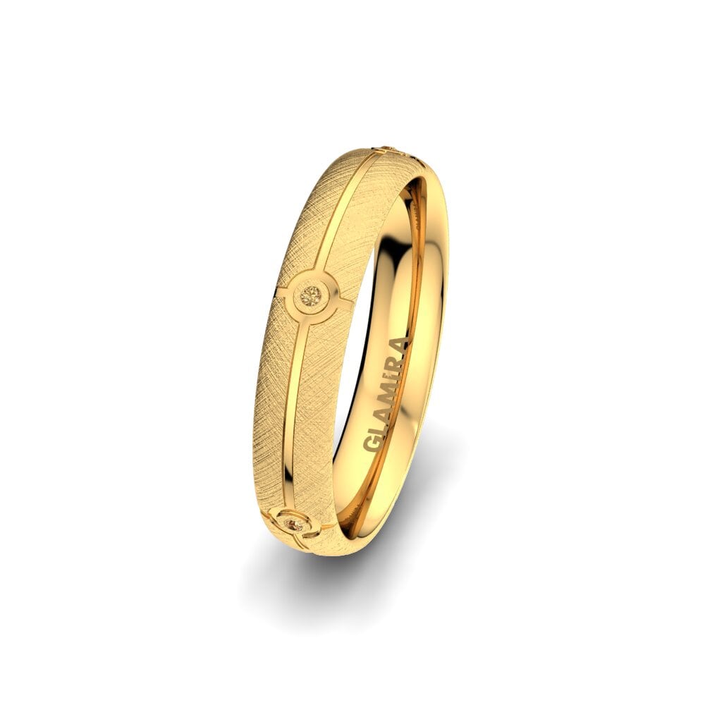 14ct Yellow Gold Brown Diamond Women's Wedding Ring Elegant World 4 mm